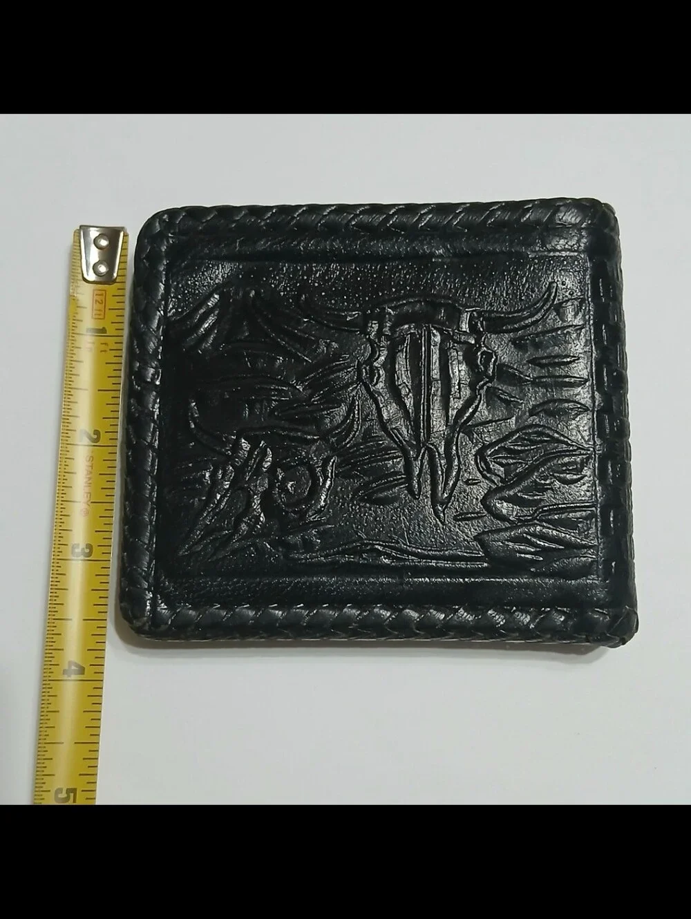 Art. De Piel Black Genuine Leather Mexico Embossed Western Desert Scene Wallet